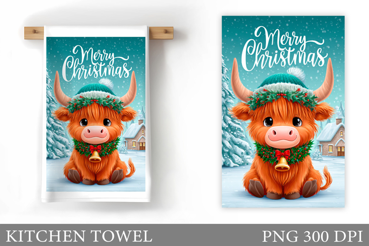 Christmas Cow Kitchen Towel. Christmas Kitchen Towel Design