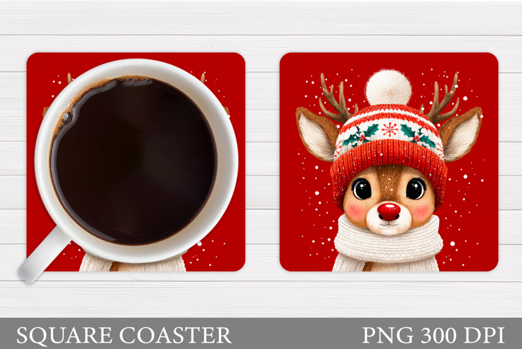 Christmas Deer Coaster Design. Christmas Coaster Sublimation
