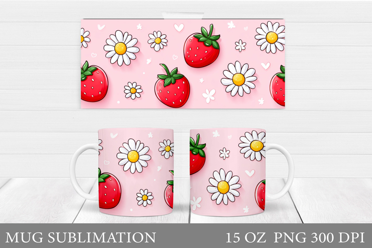 Strawberry Mug Design. Strawberry Sublimation
