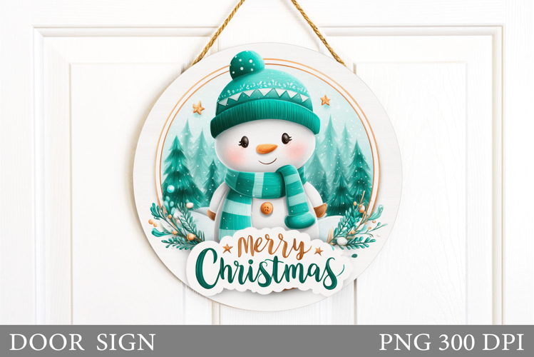 Cute Snowman Door Sign Design. Christmas Sublimation