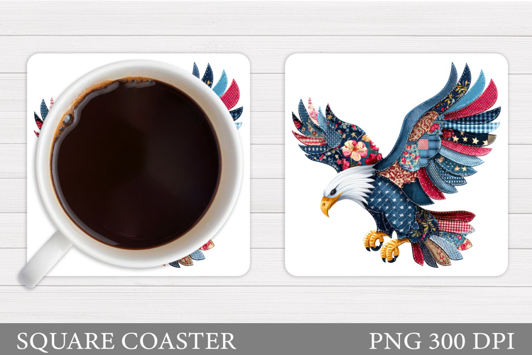 Patchwork Eagle Coaster Design. Patchwork Eagle Sublimation