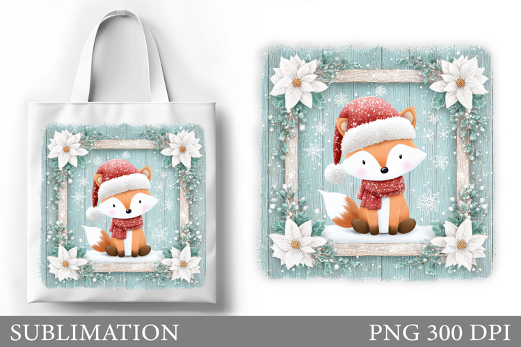 Christmas Fox Tote Bag. Christmas Tote Bag Sublimation