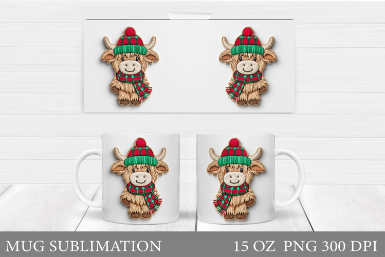 Christmas Cow Mug Design. Christmas Mug Sublimation