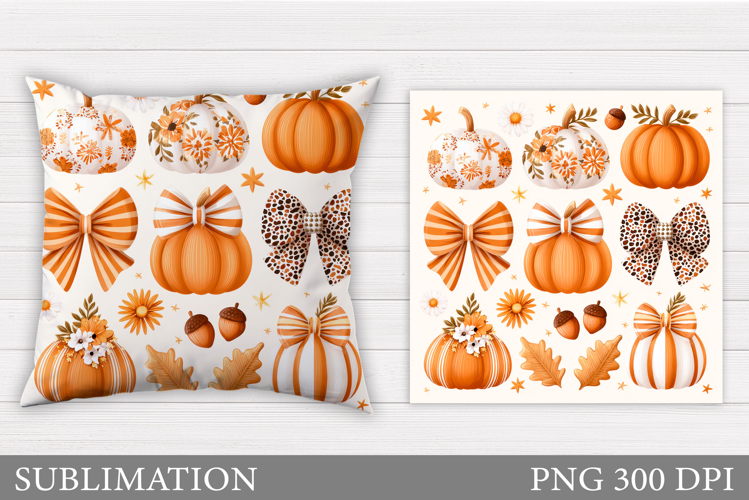 Pumpkin Pillow Design. Fall Pillow Sublimation