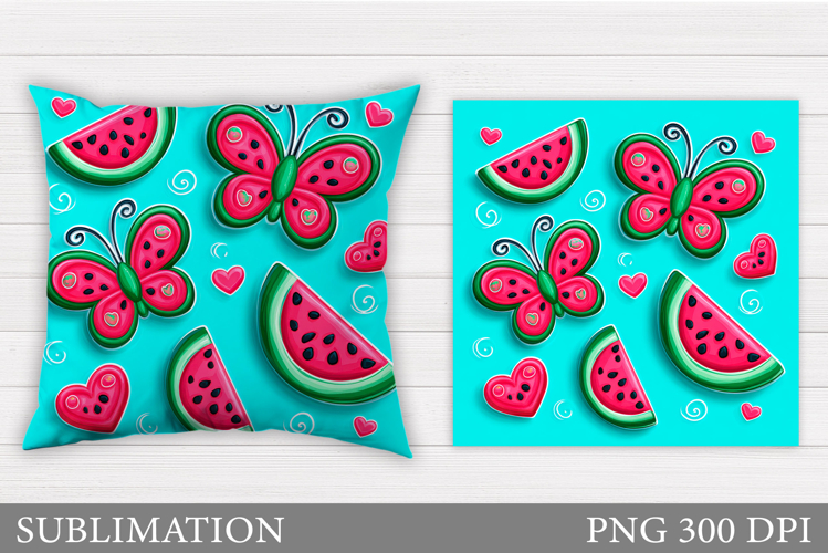 Watermelon Butterflies Sublimation. Butterfly Pillow Design