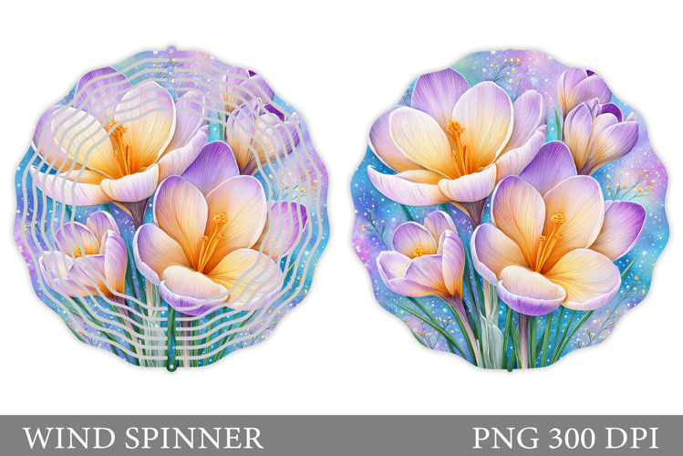 Crocus Wind Spinner Sublimation. Flowers Wind Spinner Design