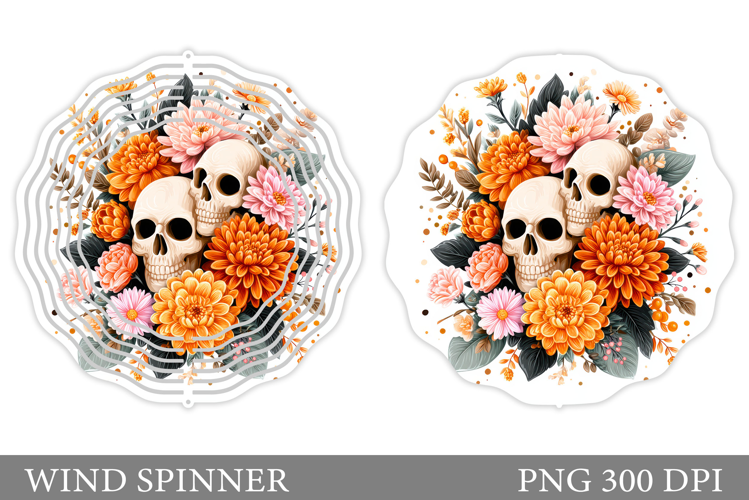 Skull Wind Spinner Design. Halloween Wind Spinner