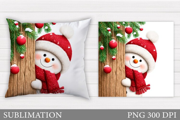 Cute Snowman Pillow Sublimation. Christmas Pillow Design example image 1