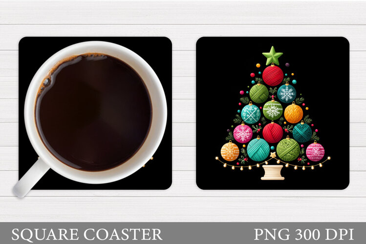 Christmas Tree Coaster Sublimation. Christmas Coaster Design example image 1
