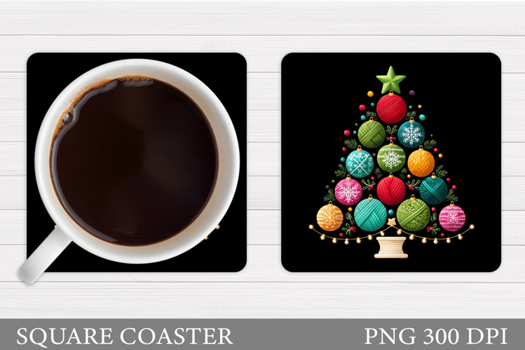 Christmas Tree Coaster Sublimation. Christmas Coaster Design