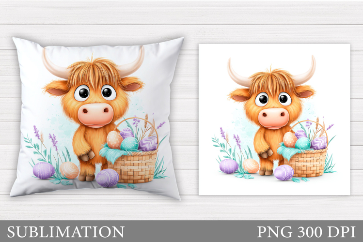 Easter Cow Pillow Design. Easter Pillow Sublimation