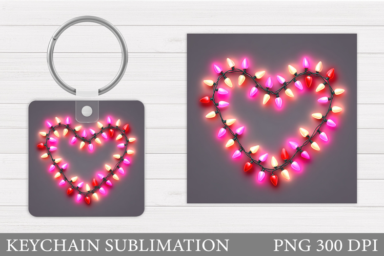 Heart Keychain Design. Valentine Keychain Sublimation