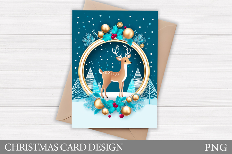 Christmas Deer Card Printable. Christmas Card Design