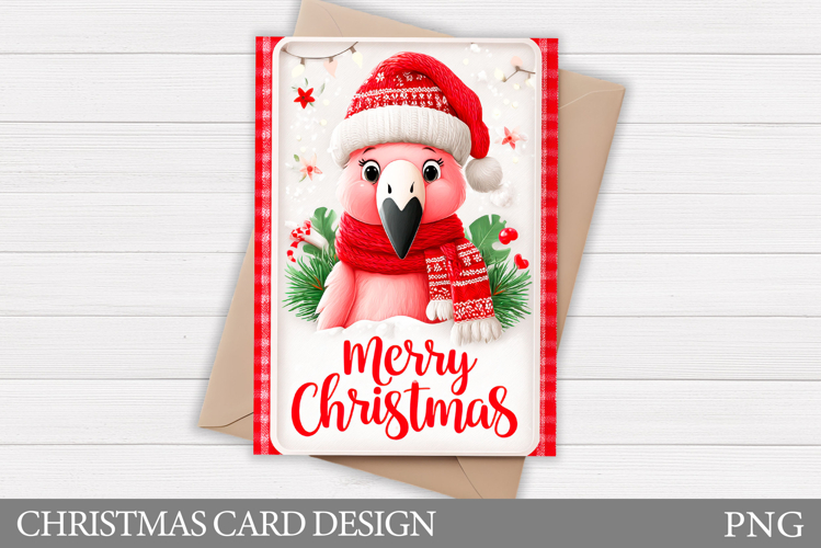 Christmas Flamingo Card Design. Christmas Card Printable