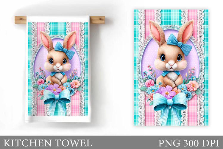 Spring Bunny Kitchen Towel. Spring Kitchen Towel Design