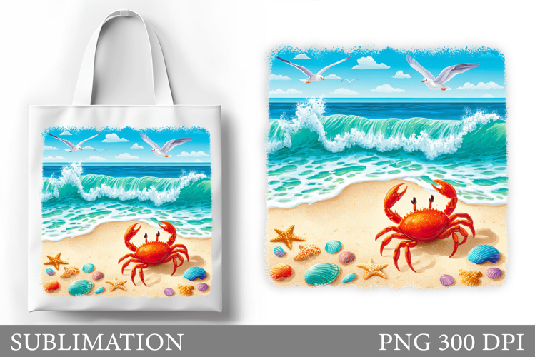 Crab Tote Bag Design. Sea Tote Bag Sublimation