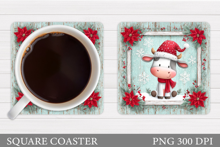 Christmas Cow Coaster. Christmas Cow Coaster Sublimation