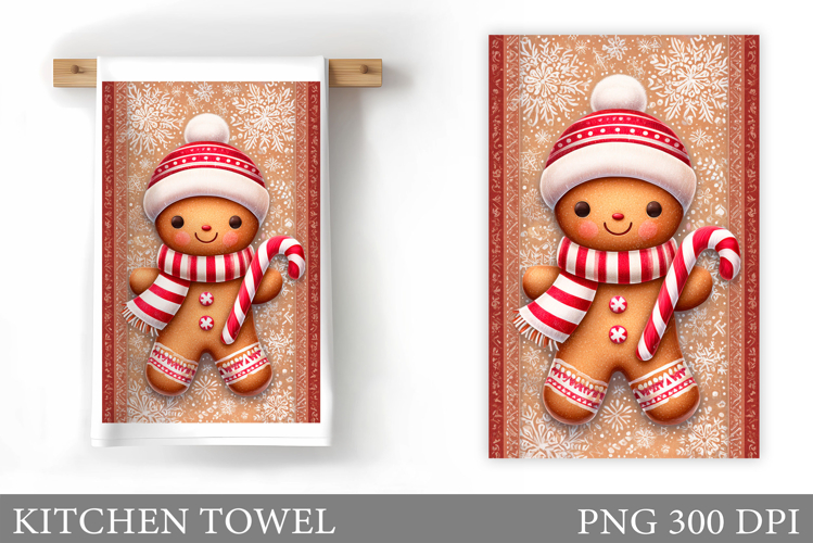 Gingerbread Kitchen Towel. Christmas Kitchen Towel Design