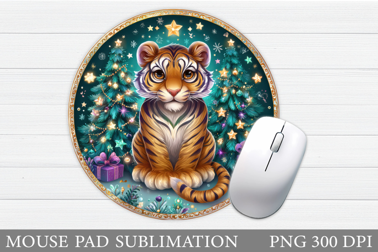 Christmas Tiger Mouse Pad. Christmas Mouse Pad Sublimation