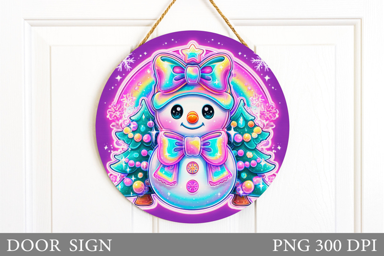 Cute Snowman Door Sign Design. Christmas Sublimation