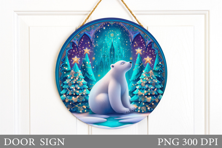 Polar Bear Door Sign Design. Christmas Door Sign Sublimation