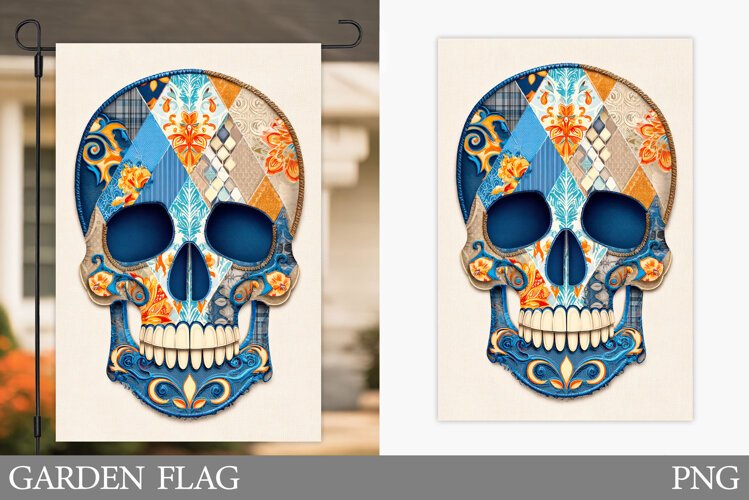 Skull Garden Flag Sublimation. Halloween Garden Flag Design example image 1