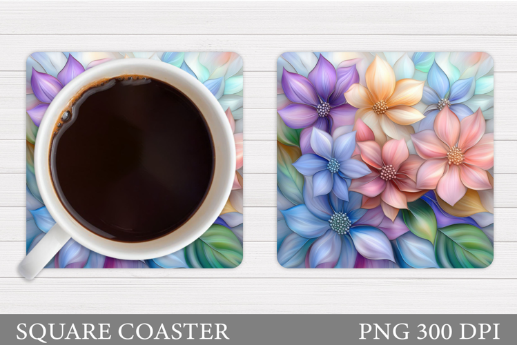 Floral Coaster Design. Flowers Coaster Sublimation