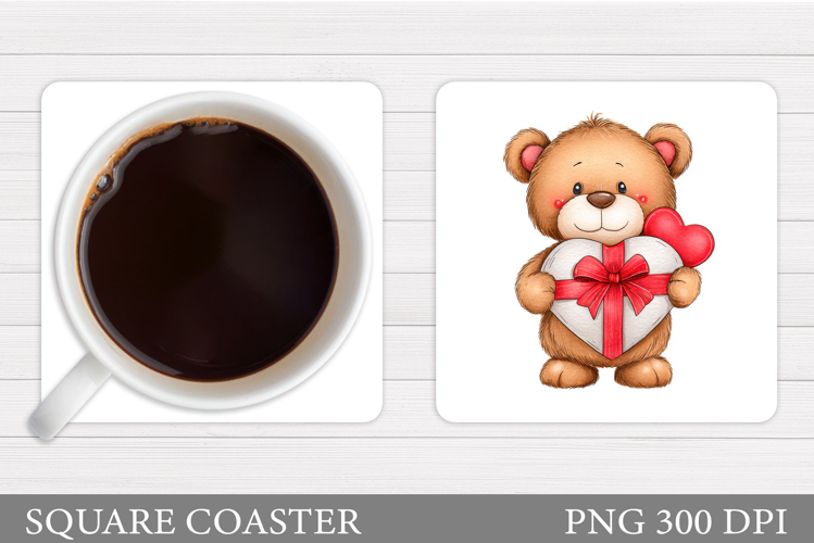 Valentines Bear Coaster. Valentines Coaster Design
