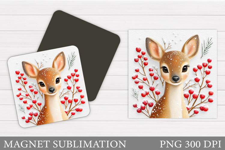 Christmas Deer Magnet Design. Christmas Magnet Sublimation
