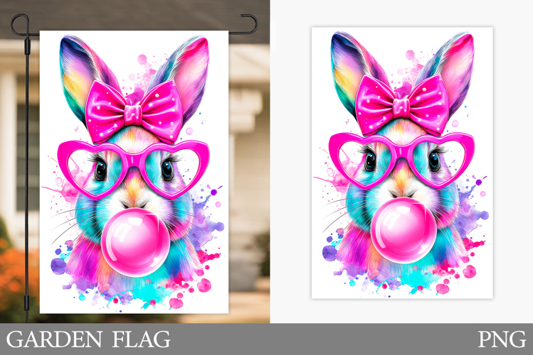 Cute Bunny Garden Flag. Summer Garden Flag Sublimation