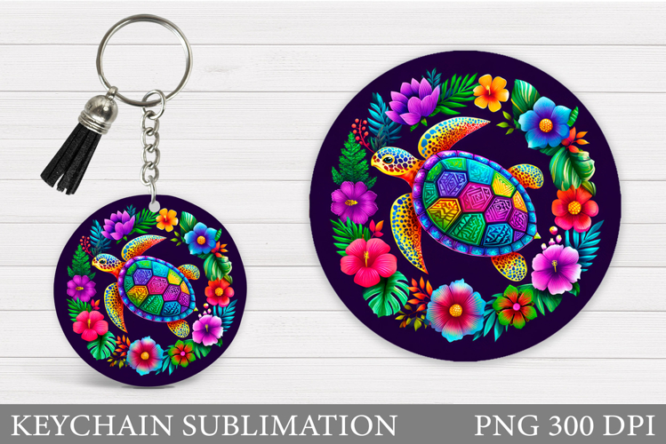 Sea Turtle Keychain Design. Sea Turtle Sublimation example image 1