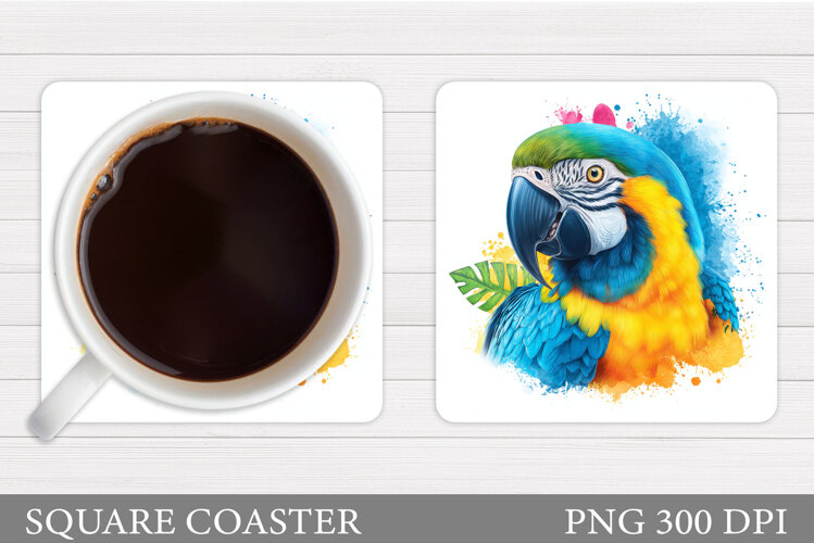 Parrot Square Coaster Design. Parrot Coaster Sublimation example image 1
