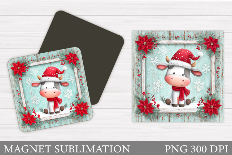 Christmas Cow Magnet. Christmas Magnet Sublimation