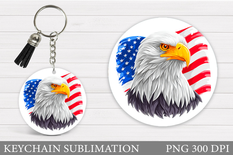 Patriotic Eagle Keychain. Patriotic Keychain Sublimation