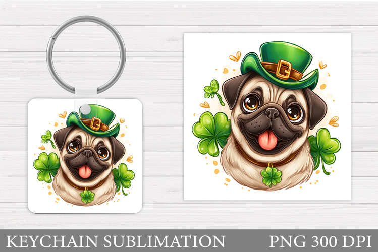 St Patrick Dog Keychain. St Patrick Keychain Sublimation