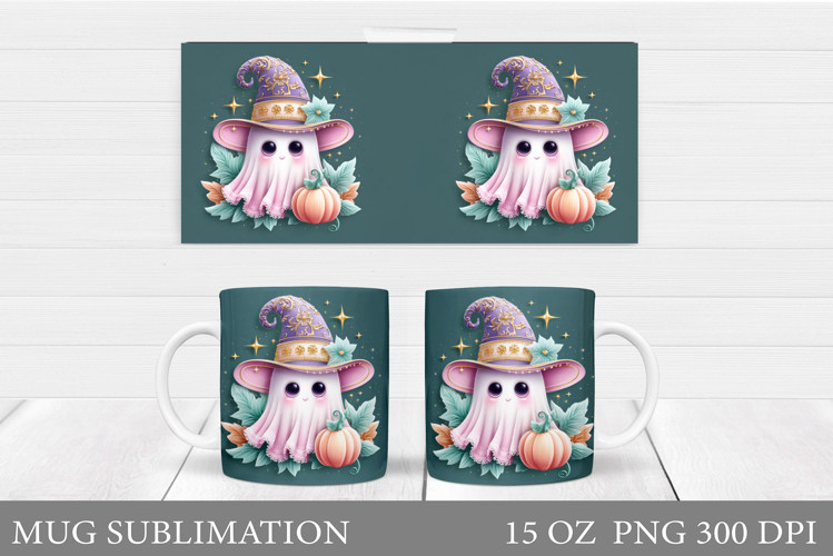 Ghost Mug Design. Cute Halloween Mug Sublimation