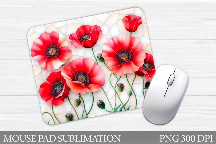 Poppies Mouse Pad Sublimation. Flowers Mouse Pad Design