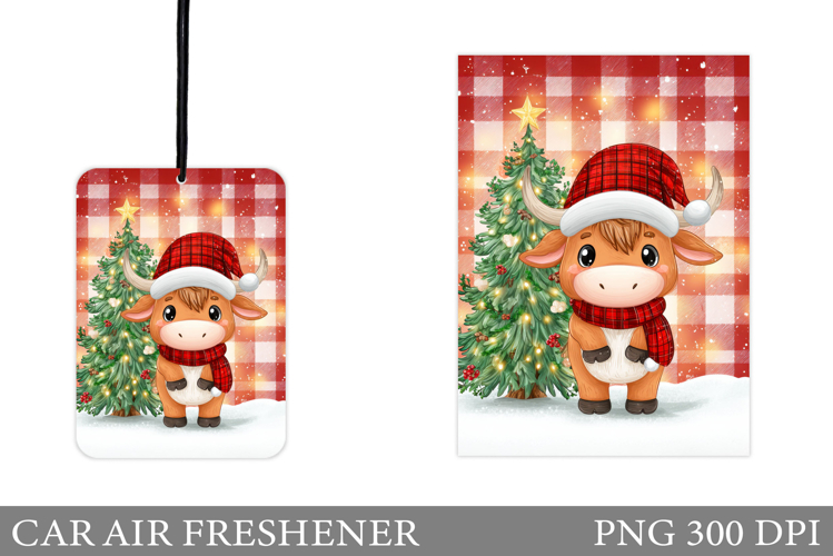 Highland Cow Car Air Freshener. Christmas Car Air Freshener