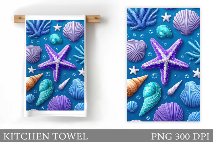 Sea Kitchen Towel Design. Starfish Kitchen Towel Sublimation