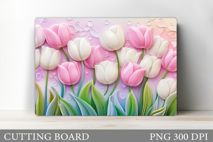 Tulips Cutting Board Design. Flowers Kitchen Cutting Board example image 1