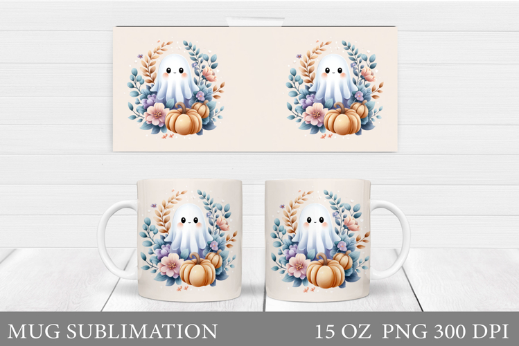 Halloween Ghost Mug Design. Cute Halloween Mug Sublimation