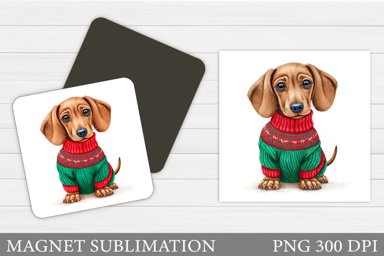 Christmas Dachshund Magnet. Christmas Magnet Design