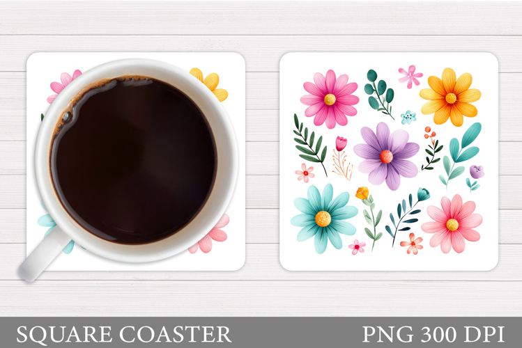 Floral Coaster Design. Flowers Coaster Sublimation