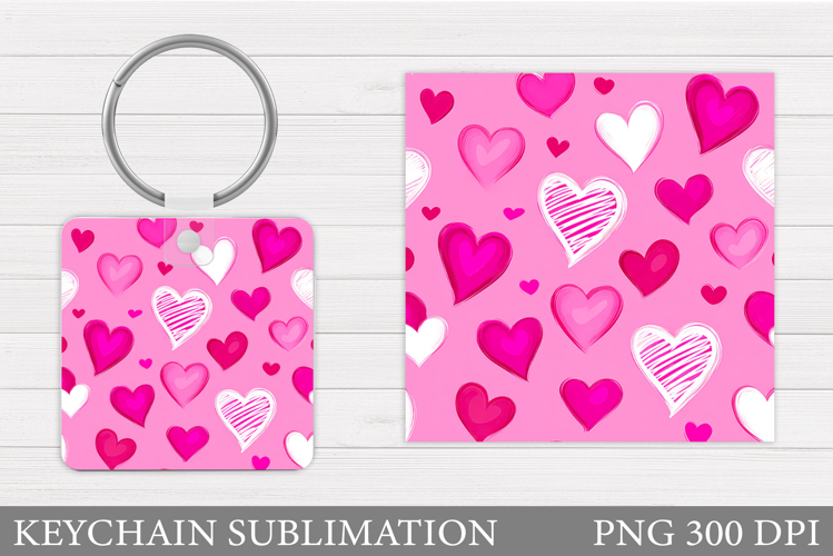 Hearts Keychain Design. Valentine Keychain Sublimation