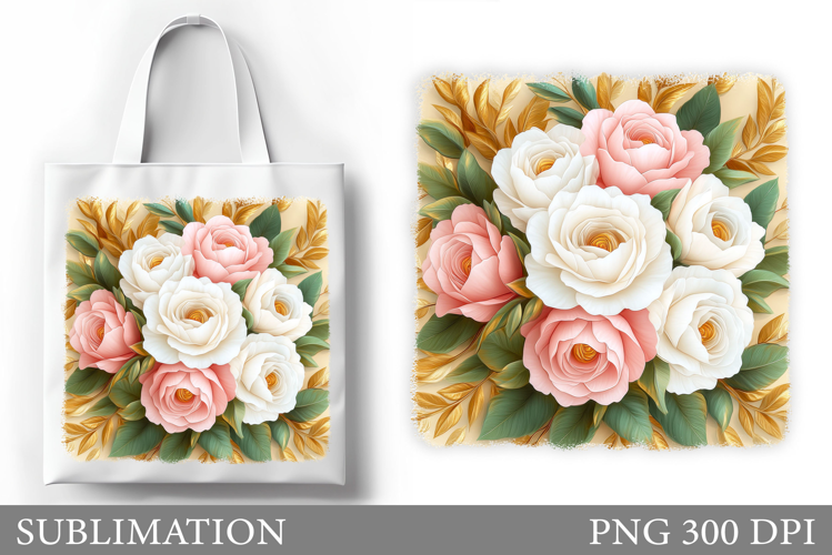 Flowers Tote Bag Sublimation. Garden Flowers Sublimation