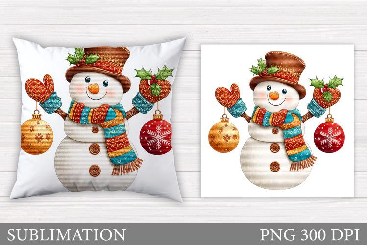 Cute Snowman Pillow Sublimation. Christmas Pillow Design