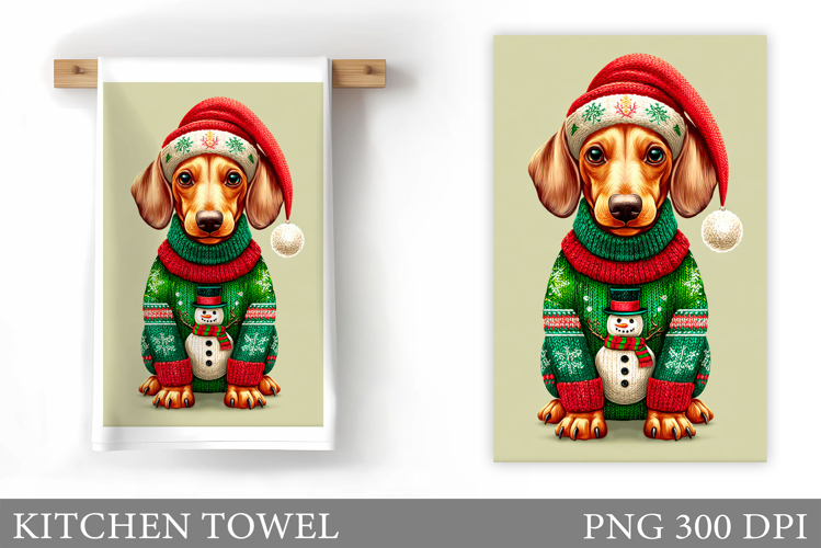 Christmas Dog Kitchen Towel. Christmas Kitchen Towel Design