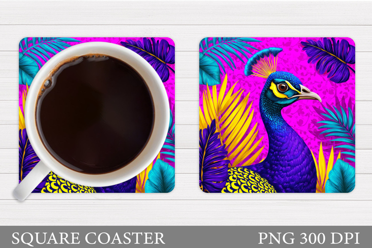 Cute Peacock Coaster Design. Peacock Sublimation