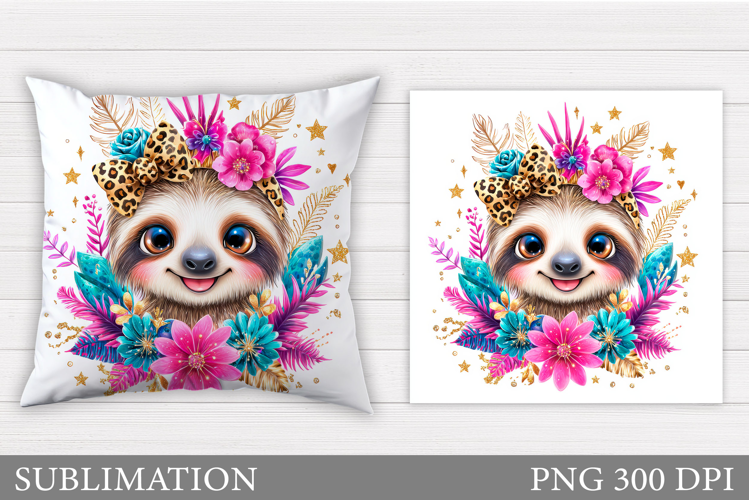 Cute Sloth Pillow Design. Cute Sloth Sublimation