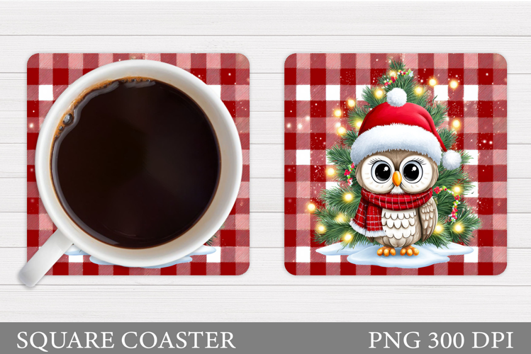 Christmas Owl Coaster Design. Christmas Coaster Sublimation